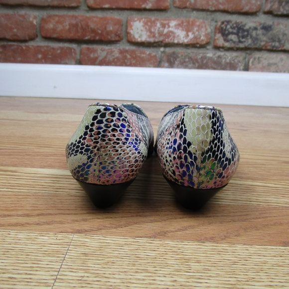 Vintage Italian Leather Iridescent Snakeprint Loafers Phyllis Poland 8 - Picture 8 of 10